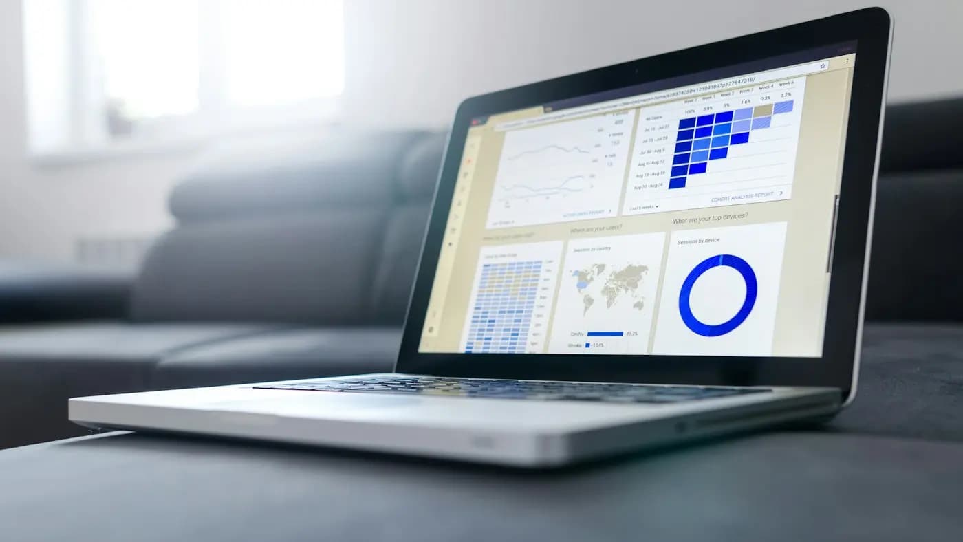 Analytics dashboard on a laptop screen