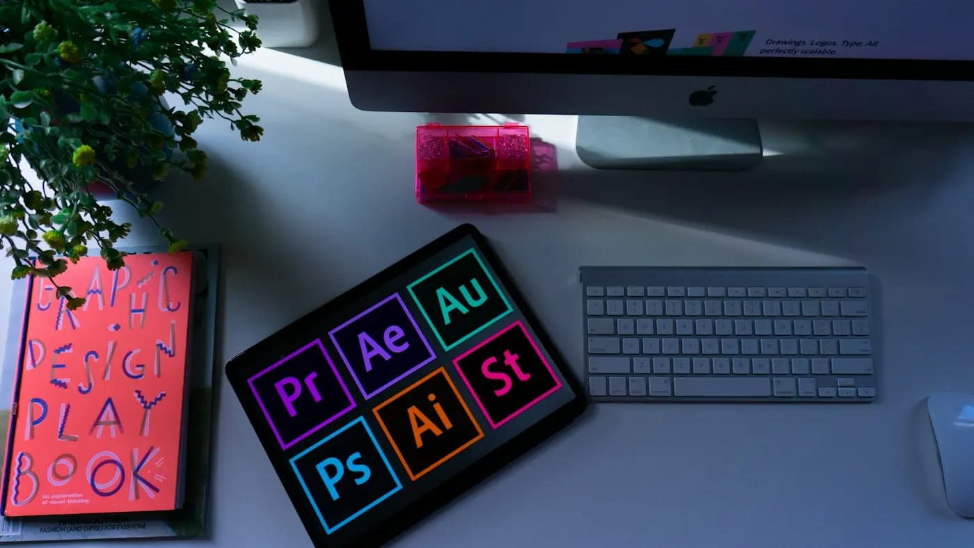 Design software icons next to colour swatches