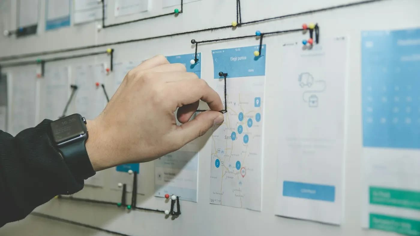 Whiteboard showing a customer journey map
