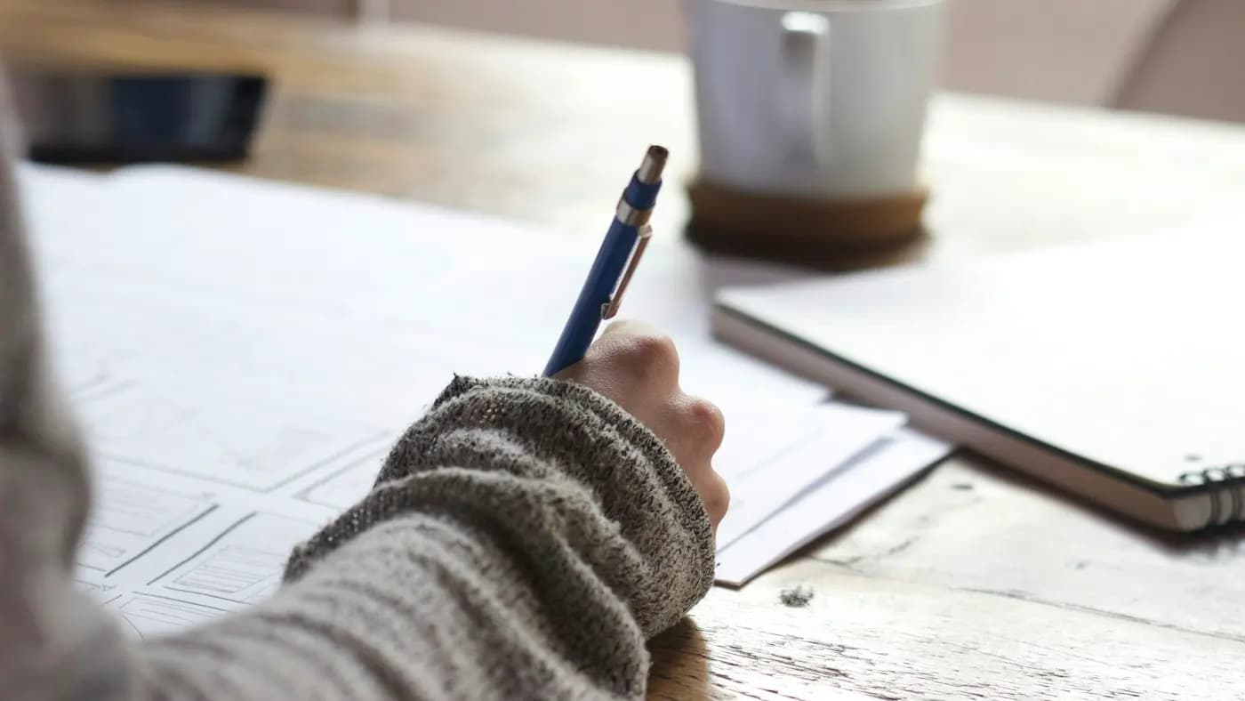 Notebook with handwritten planning notes
