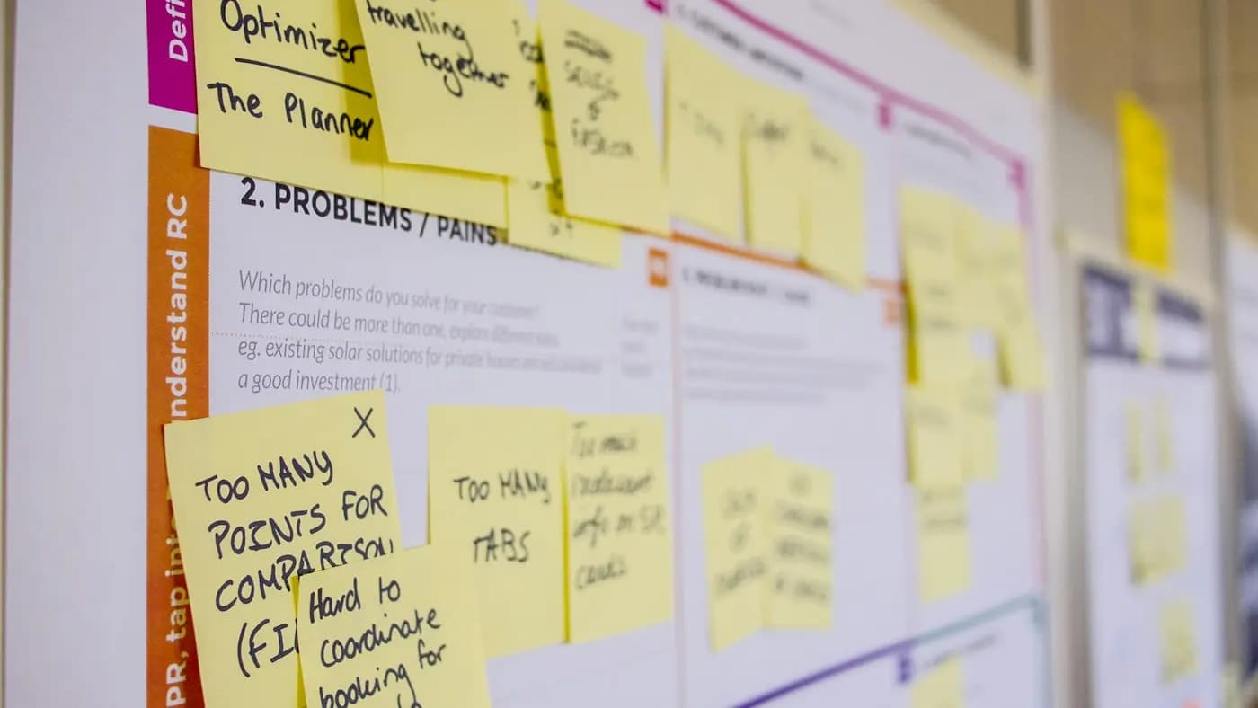 Sticky notes on a board planning tasks