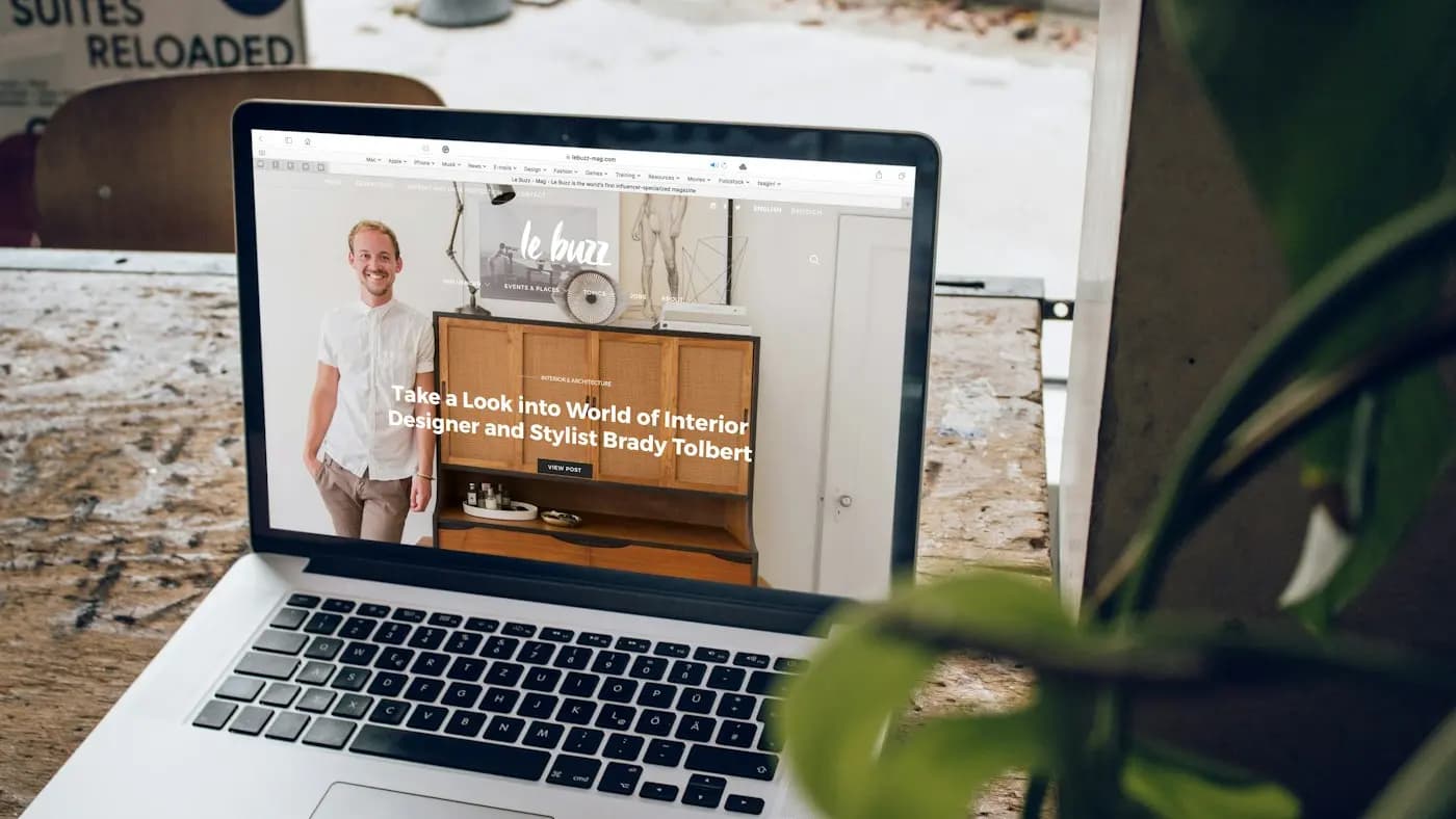 Website shown on a laptop screen
