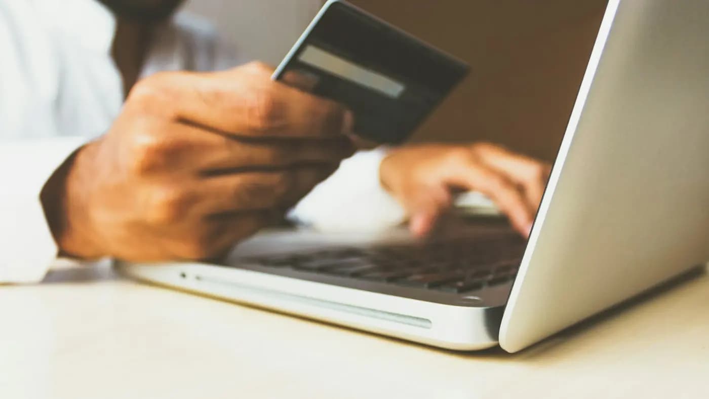 Card payment on a laptop