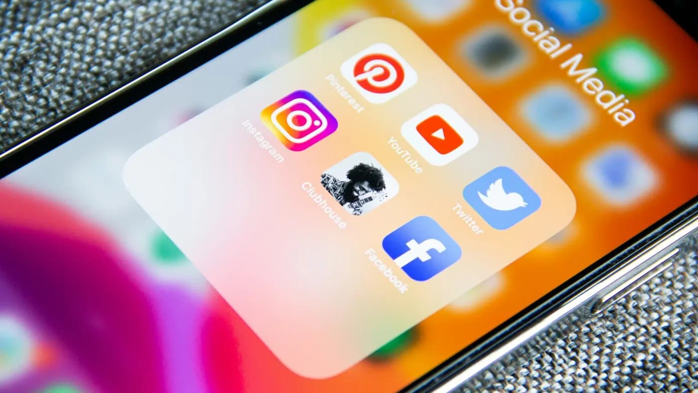 Smartphone screen showing a folder of social media apps