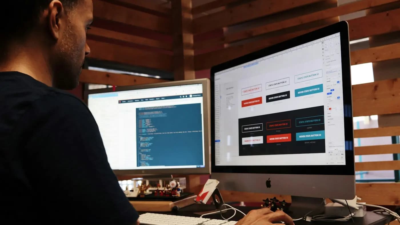 Developer screens showing website code