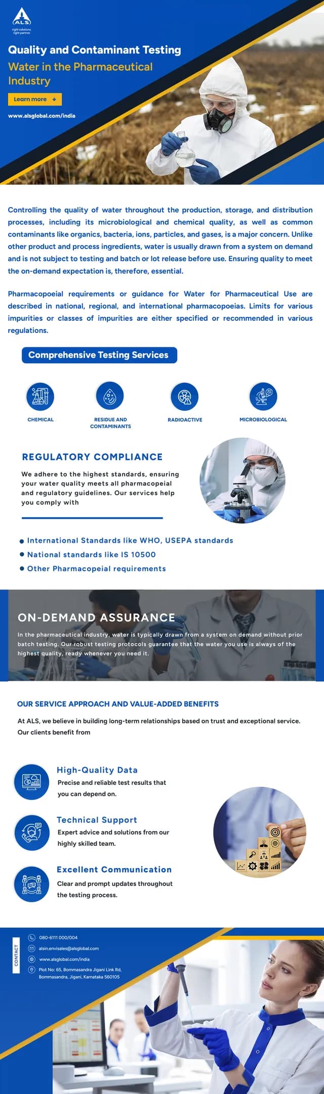 Second ALS India emailer layout on water testing in pharma