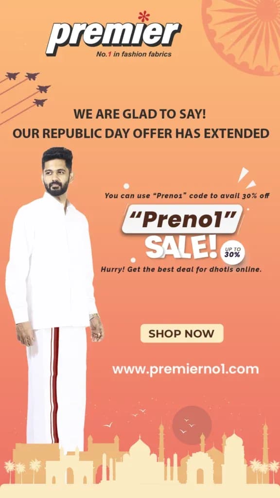 Premier Republic Day offer story with the Preno1 discount code