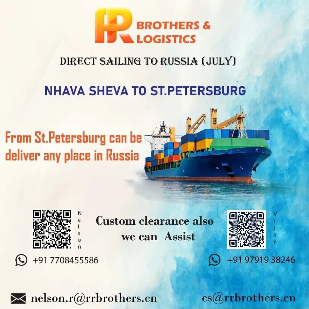 RR Brothers post: direct sailing to Russia from Nhava Sheva to St. Petersburg