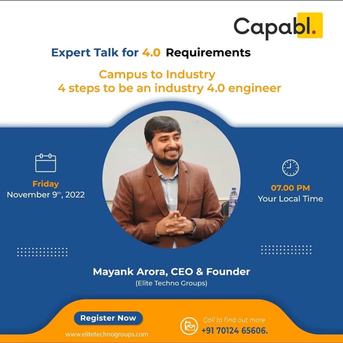 Capabl expert talk poster: Campus to industry, 4 steps to be an industry 4.0 engineer